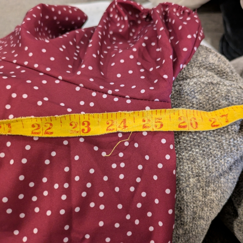 BloomChic Burgundy Polka Dot Scoop Neck Blouse - Picture 9 of 11